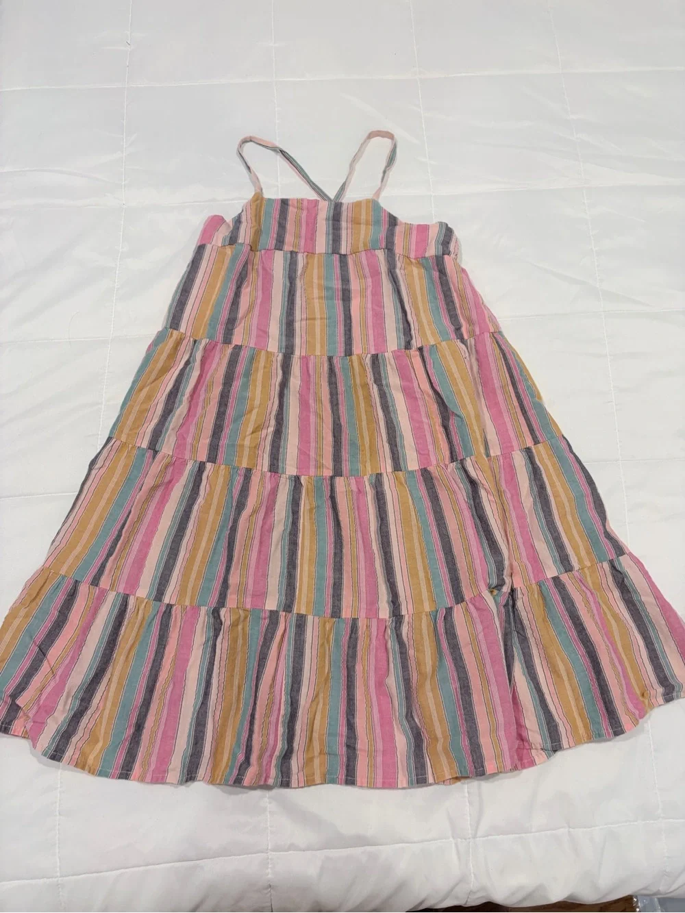 Cat & Jack Pink and Multi-Color Striped Tiered Sundress